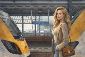 amsterdam-centraal-train-station-watercolor-girl