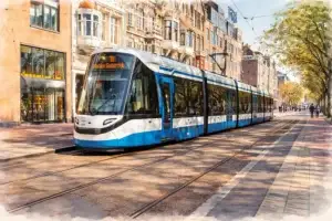 amsterdam-gvb-tram-watercolor