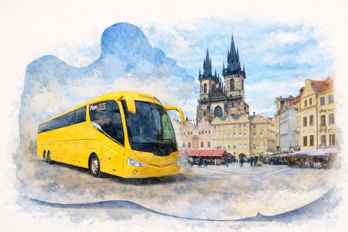 prague-airport-bus-florenc-old-town-watercolor