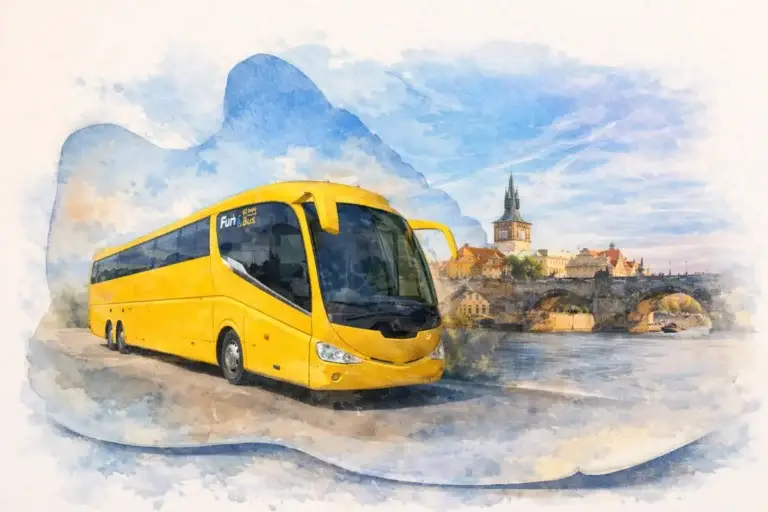 prague-airport-bus-florenc-transfer-watercolor