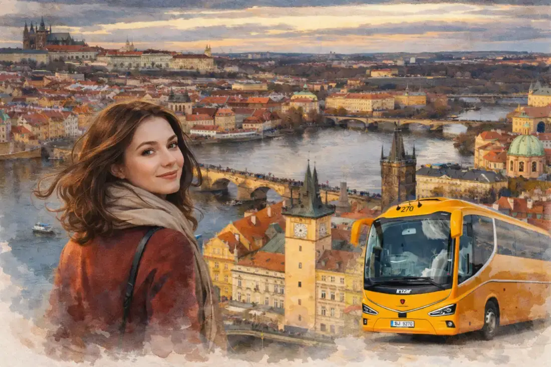 prague-airport-bus-girl-watercolor