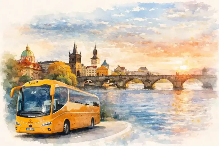 prague-airport-bus-transfer-watercolor-2