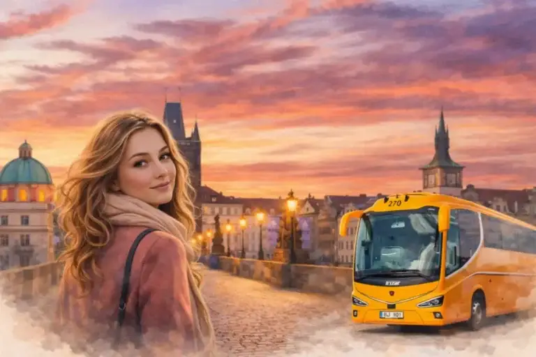 prague-airport-bus-transfer-watercolor-girl