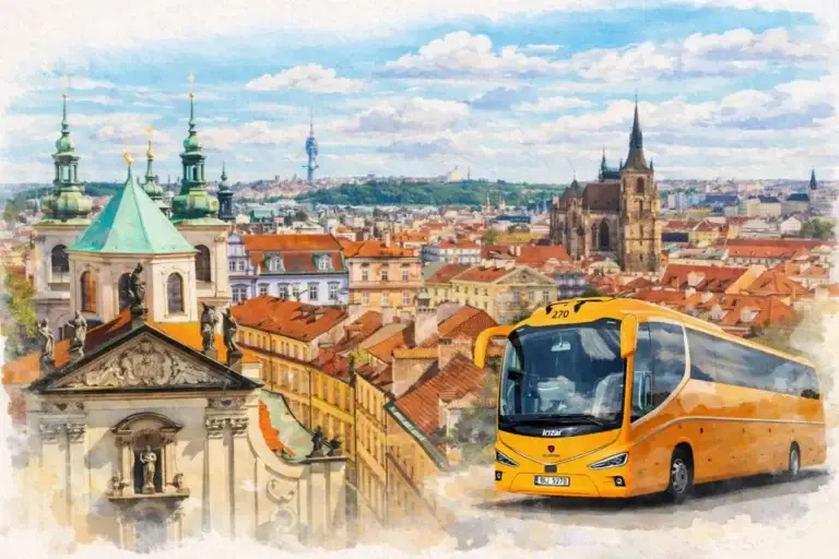 prague-airport-bus-watercolor-city-horizontal