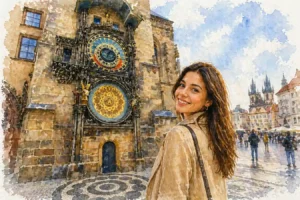 prague-astronomical-clock-tourist-watercolor
