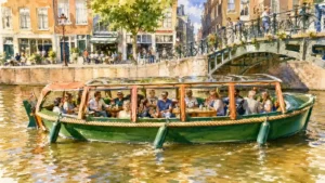 amsterdam-canal-boat-cruise-green-watercolor