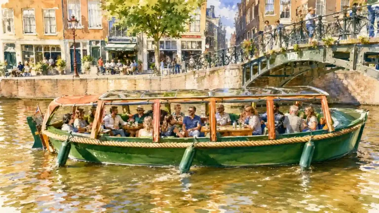 amsterdam-canal-boat-cruise-green-watercolor