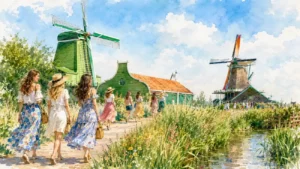 dutch-windmills-watercolor-girls-wordpress-header