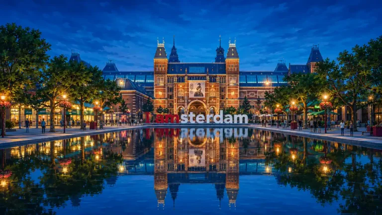 rijksmuseum-amsterdam-blue-hour-reflection-illustration