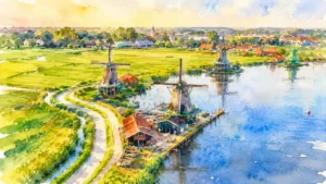 zaanse-schans-windmills-watercolor-wordpress-header