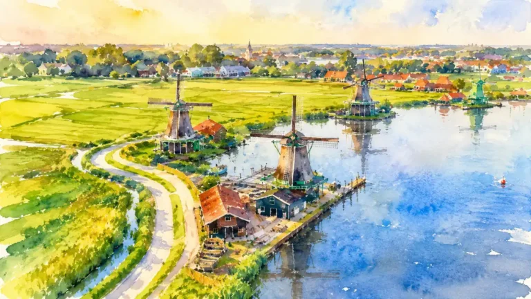 zaanse-schans-windmills-watercolor-wordpress-header