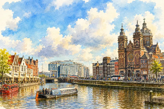amsterdam-canal-church-watercolor-illustration