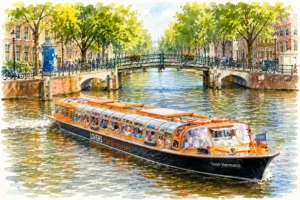 amsterdam-canal-cruise-bridge-watercolor-illustration