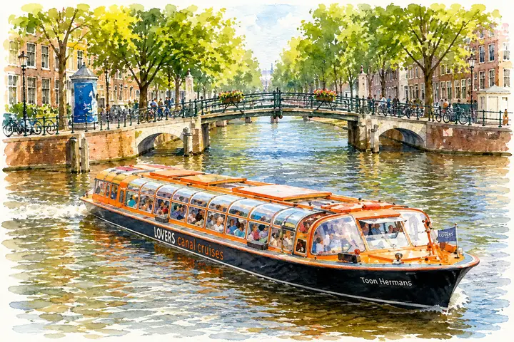 amsterdam-canal-cruise-bridge-watercolor-illustration