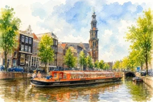 amsterdam-canal-cruise-watercolor-illustration