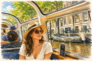 amsterdam-canal-tour-woman-watercolor-illustration