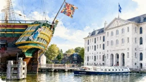 amsterdam-maritime-museum-historic-ship-watercolor