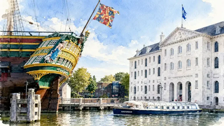 amsterdam-maritime-museum-historic-ship-watercolor