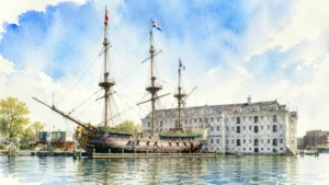 amsterdam-maritime-museum-tall-ship-watercolor