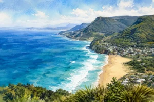 sydney-coastal-panorama-watercolor