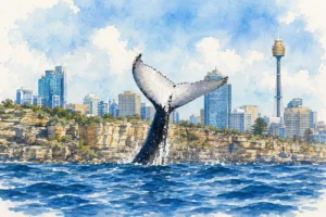 sydney-whale-watching-city-skyline-watercolor