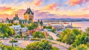 quebec-city-old-town-sunset-watercolor